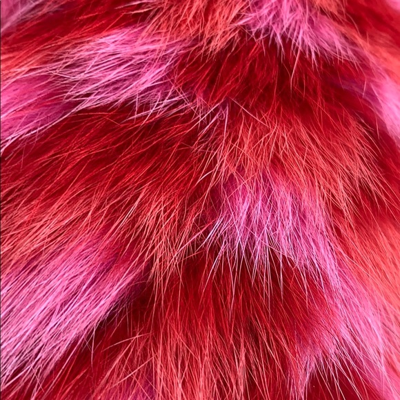 Rare Vintage David Goodman Red/Pink Real Fur Stole - Picture 3 of 4